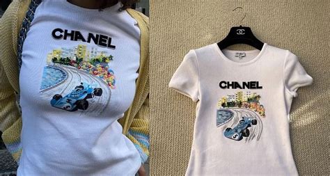 chanel race car shirt dupe|chanel f1 tees price.